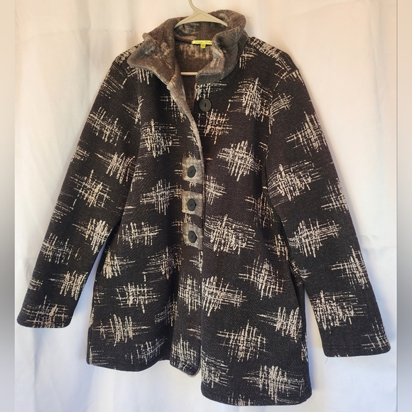 Trisha Tyler Womens Button-up Knit Fleece Coat Jacket Black Size XL - Picture 1 of 10
